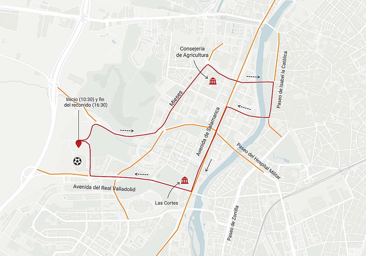 Tractorada en Valladolid: calles cortadas y líneas de autobús afectadas
