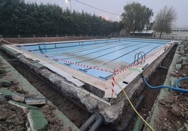 Estado de las obras en la piscina municipal de Zaratán.