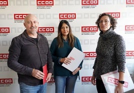 Representantes de CCOO, este jueves durante una rueda de prensa en Valladolid.