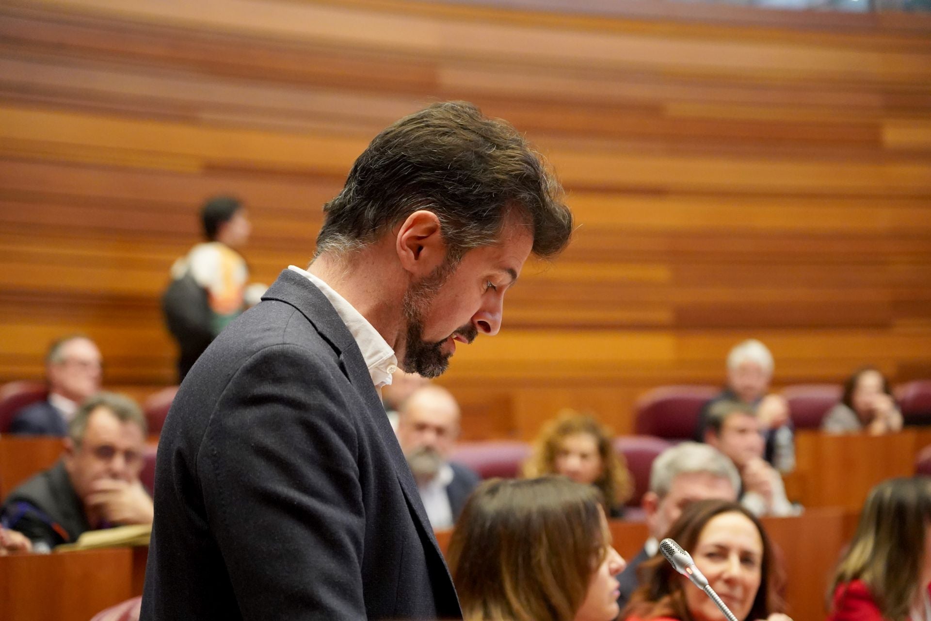 Luis Tudanca, en el pleno de las Cortes, este martes.