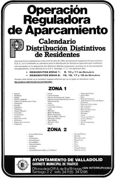 Anuncio publicado en El Norte el 22 de octubre de 1984, sobre la entrada en vigor de la ORA.