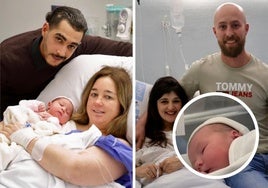 Astrid Nur, a la izquierda con sus padres, y a la derecha los progenitores de Inés.