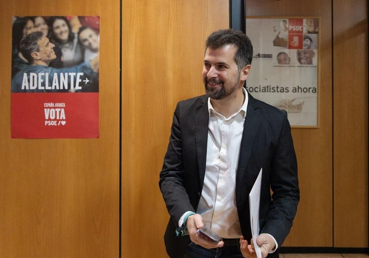 Luis Tudanca, este martes, en la sede del PSOE de Castilla y León.