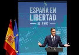 Pedro Sánchez, durante su intervención en el programa de celebración de los 50 años sin Franco.