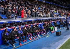 Aspecto del banquillo del Real Valladolid en Cornellá.