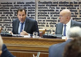 Óscar Puente y Jesús Julio Carnero, en una comisión en el Senado.