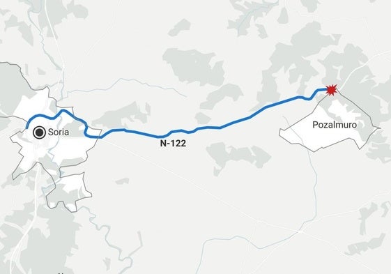 Lugar del accidente mortal en la N-122.