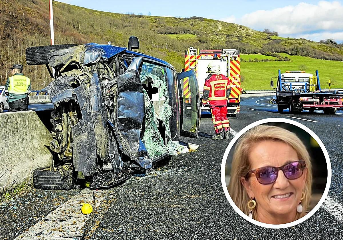 Uno de los vehículos implicados en el accidente en el que ha perdido la vida la vallisoletana Salceda Arias Tobalina, en el círculo.