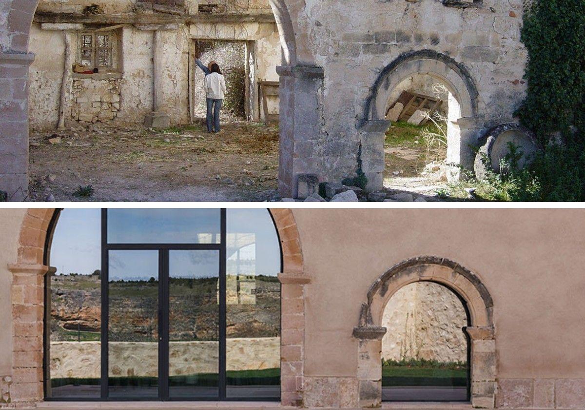 El antes y después de la rehabilitación de la iglesia de San Millán en Sepúlveda.