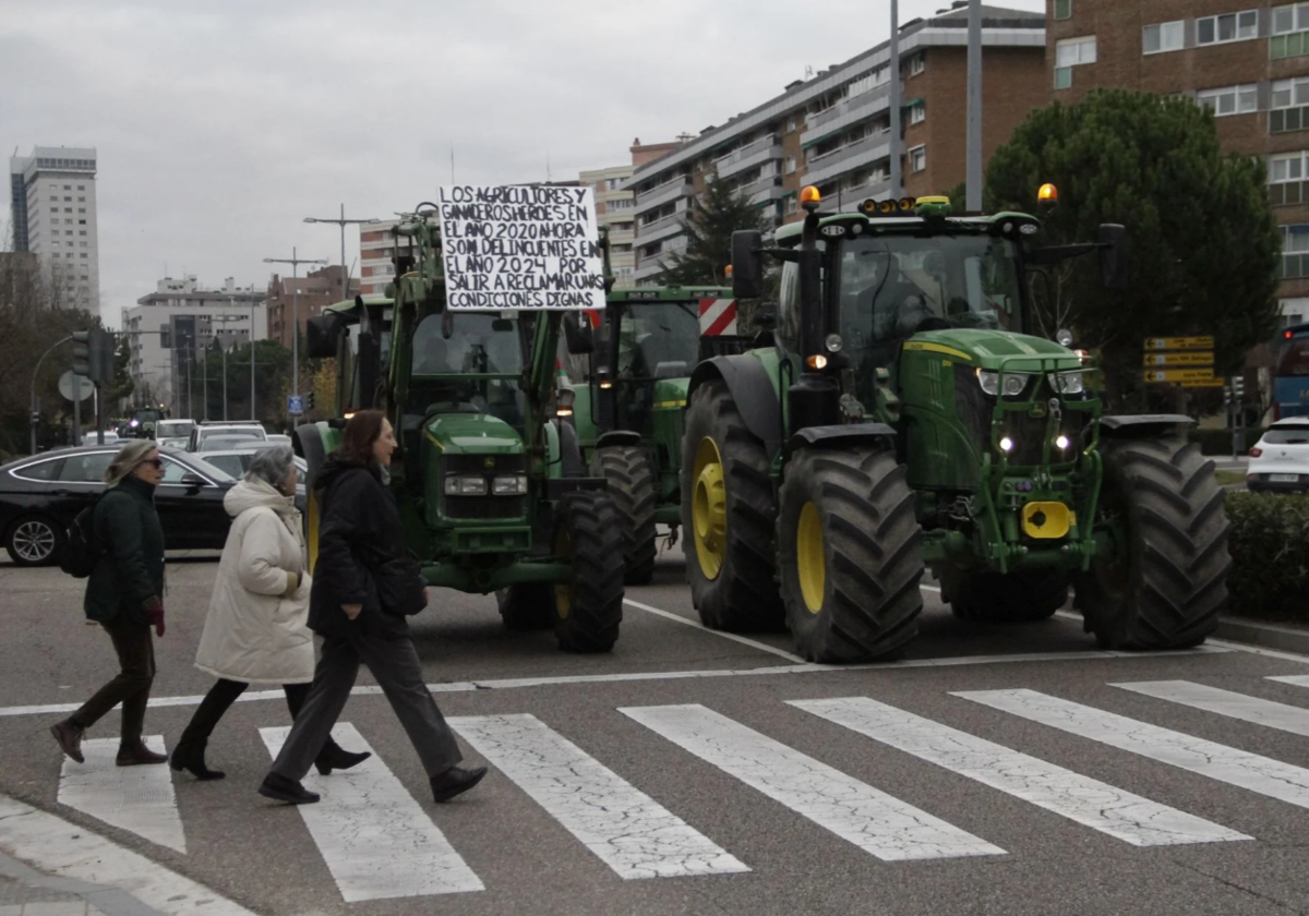 Protesta de los tractores en Valladolid el pasado mes de diciembre.