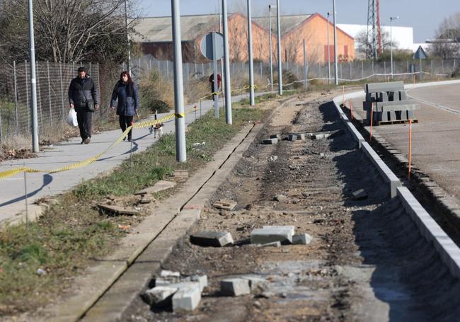 Obras para eliminar el arcén y ampliar las aceras y zonas verdes en la Va-20, entre las carreteras de Soria y Segovia.