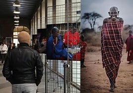 Un hombre recorre la muestra, instalada en la Delegación de la Junta en Palencia, en el edificio de Casado del Alisal.