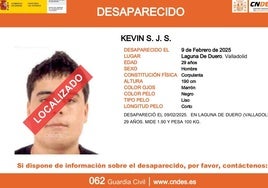 Kevin S. J. S, desapareció en Laguna de Duero el 9 de febrero.