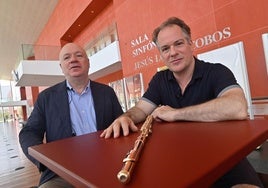 Emmanuel Pahud, junto a Guinovart, en el auditorio Miguel Delibes, en 2024.