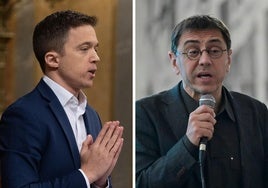 A la izquierda, Errejón. A la derecha, Monedero.