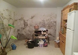 Filtración lateral en un trastero y en una pared.