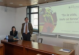 Eduardo Dávila Miura, torero sevillano, durante la ponencia «Vencer el miedo, clave para el éxito» en CEOE Valladolid.