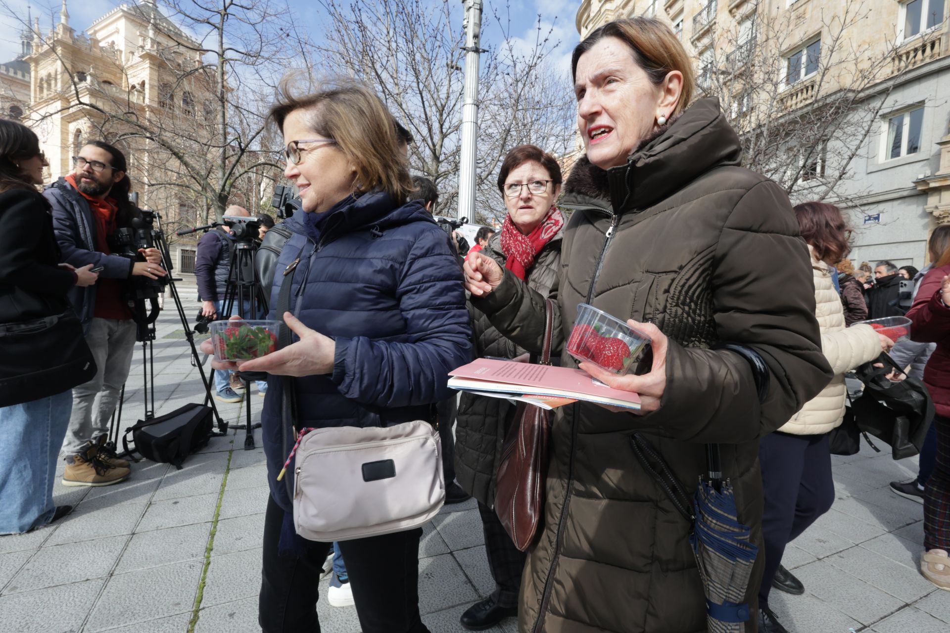 Así ha sido la entrega de las fresas gratis en la plaza de Zorrilla