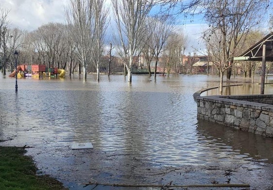 Parque de Ávila inundado en la mañana de este viernes.