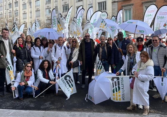 Un grupo de participantes llegados desde Castilla y León para manifestarse en Madrid.