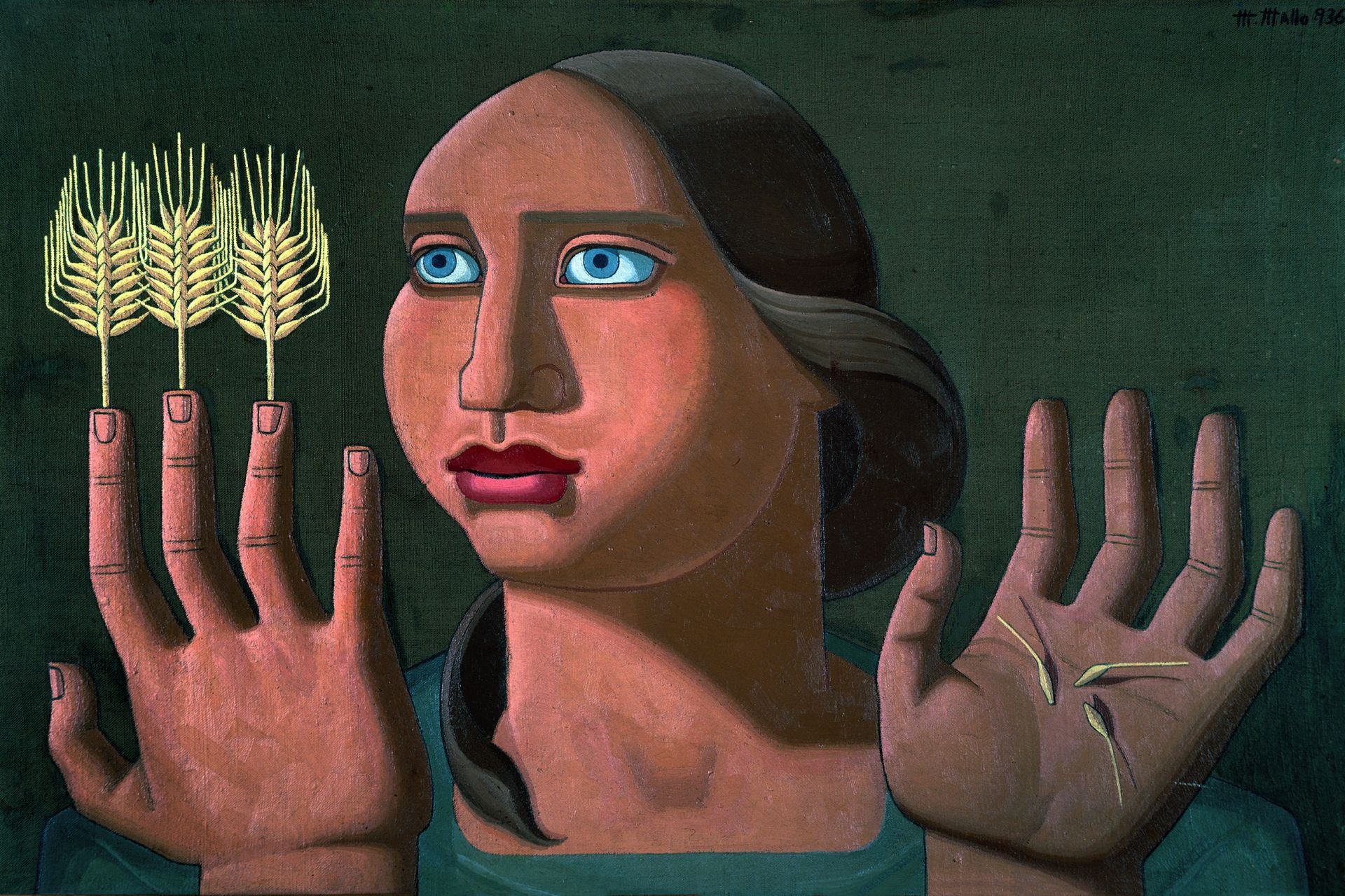 Imagen principal - Arriba, 'Sorpresa del trigo' (1936). Abajo, retrato de Maruja Mallo y 'Naturaleza viva' (1943).