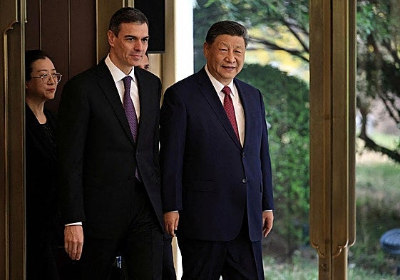 Pedro Sánchez junto al presidente de la República Popular China, Xi Jinpin.