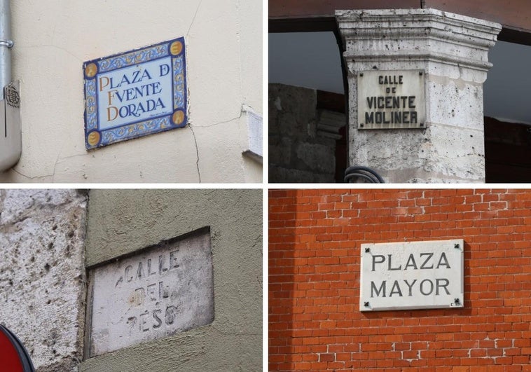 Los diferentes formatos de las placas de las calles de Valladolid.