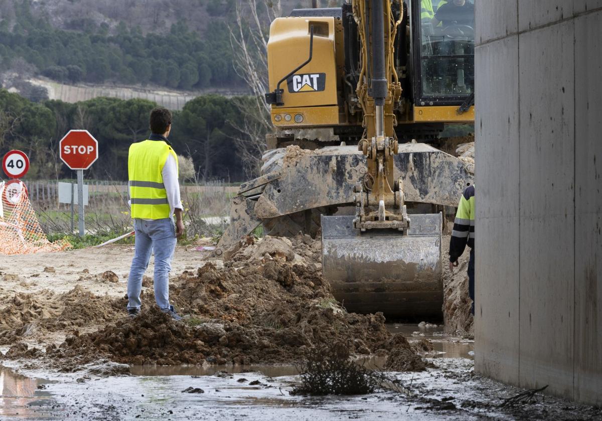 Obras de la Autovía del Duero en las inmediaciones de Valbuena, hace unos días.