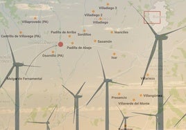 Distribución de los 20 parques eólicos que exigiría la planta de amoniaco verde.