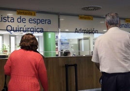Ventanilla para administrar las listas de espera para operarse en el Hospital General de Segovia.