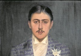 Cruce de imágenes entre el 'Retrato de Marcel Proust' (1892) de Blanche y las pruebas de imprenta del primer tomo de 'En busca del tiempo perdido'.