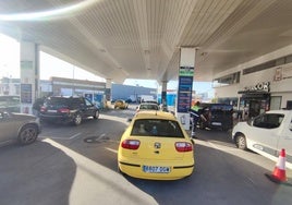 Colas en la estación de servicio de Daniel del Olmo.