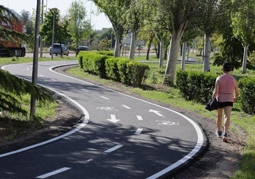 Una senda asfaltada en la avenida de Soria completa 15 años después el carril bici con La Cistérniga