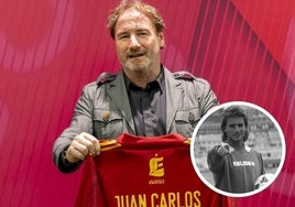 Juan Carlos Rodríguez Moreno, en una imagen actual y durante su etapa como jugador en el Real Valladolid