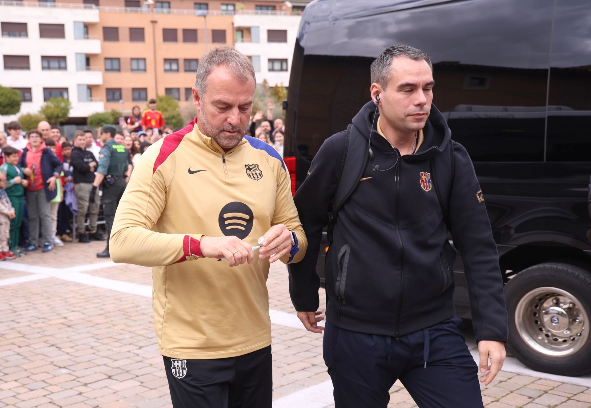 Llegada de los jugadores del Barça al hotel de Valladolid