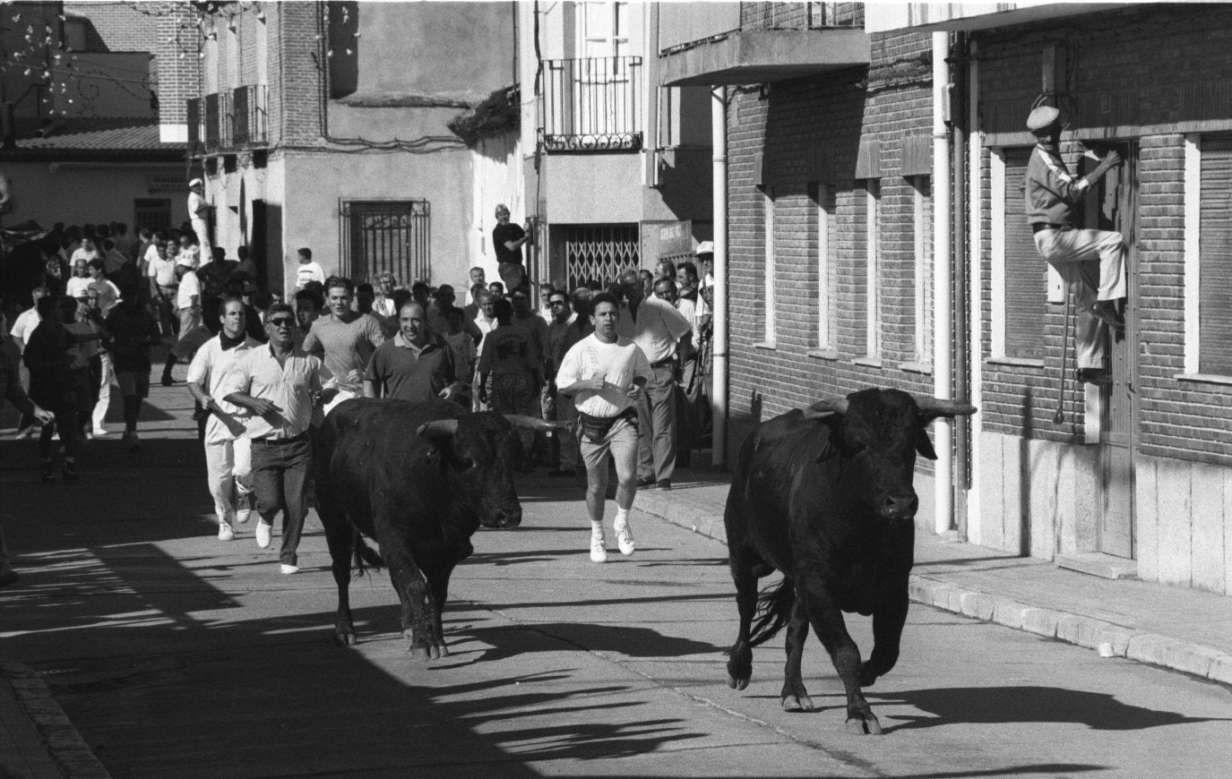 Encierros por las calles de la localidad en los festejos de agosto de 1995.