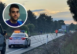Accidente ocurrido en la CL-605 y el alcalde de Nieva, Jonatan Rubio.