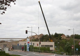Trabajos este martes en el centro de salud de San Lorenzo.