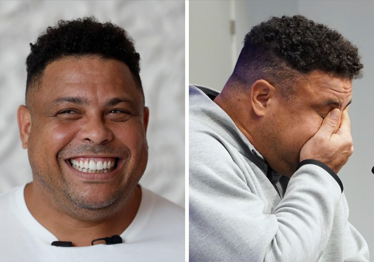 Ronaldo, en una imagen en Brasil, y Ronaldo, en Valladolid, en una de sus últimas apariciones en sala de prensa.