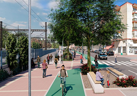 Infografía del futuro paso bajo las vías del lado de las calles Salud y Pelícano.