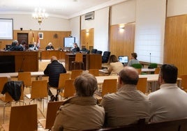 En primer término, familiares y allegados del fallecido durante la vista, que ha quedado suspendida por incapacidad médica de la acusada.