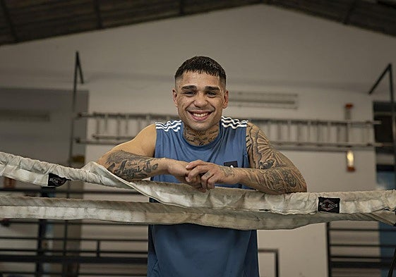 Salvi, en el gimnasio tras una de las útimas sesiones antes de cruzar el charco.