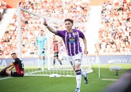 Chuki celebra el gol que anotó el pasado sábado ante el Mallorca en Son Moix.