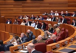 Bancada socialista en el pleno de las Cortes de abril.
