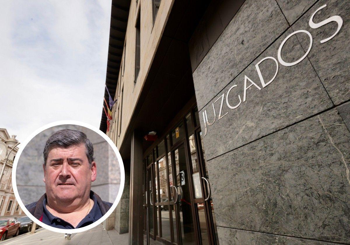 Fachada de los juzgados de la calle Angustias. En el círculo, el letrado Roberto Hernández.