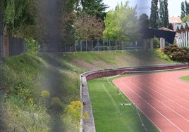 Talud donde se espera la construcción del módulo cubierto de atletismo de Segovia.