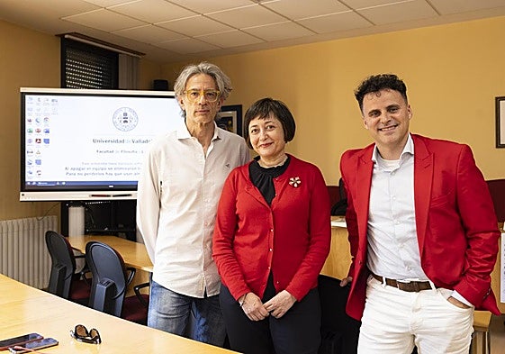 Juan Tallón, Maribel Gilsanz y Juan Pinilla en la Universidad de Valladolid.