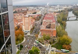 Imagen aérea de la avenida de Burgos de la capital vallisoletana.