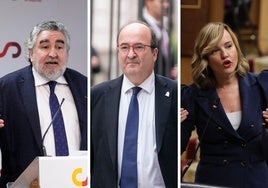 José Manuel Uribes, Miquel Iceta y Pilar Alegría.