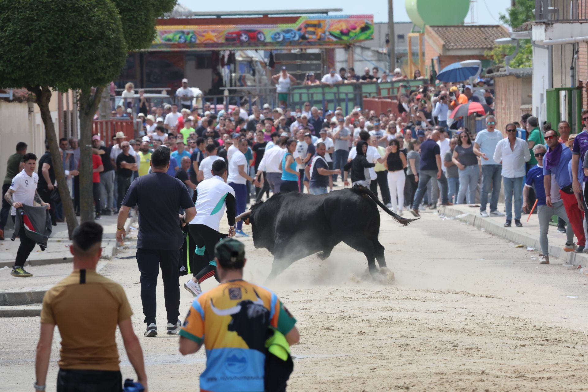 Encierro del domingo por la mañana en Valdestillas